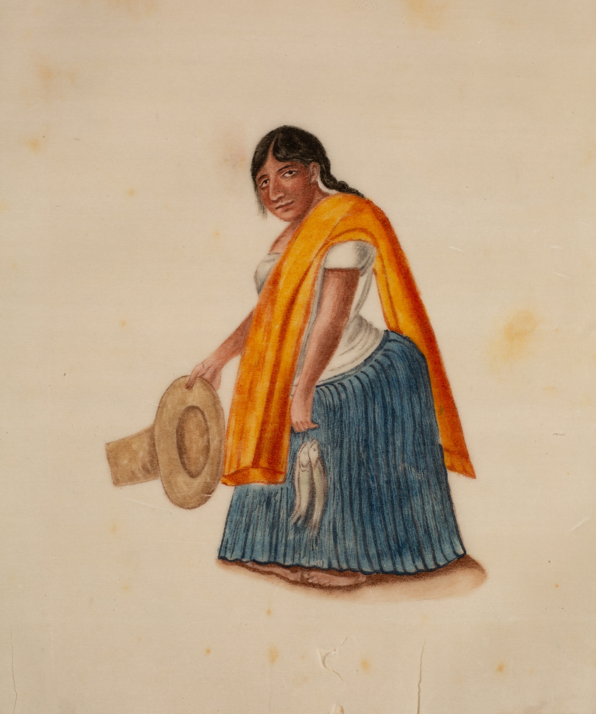 19th century Cantonese School. An album of twenty ‘pith’ paintings entitled ‘Lima (Peru) Costumes’ - Image 6 of 35