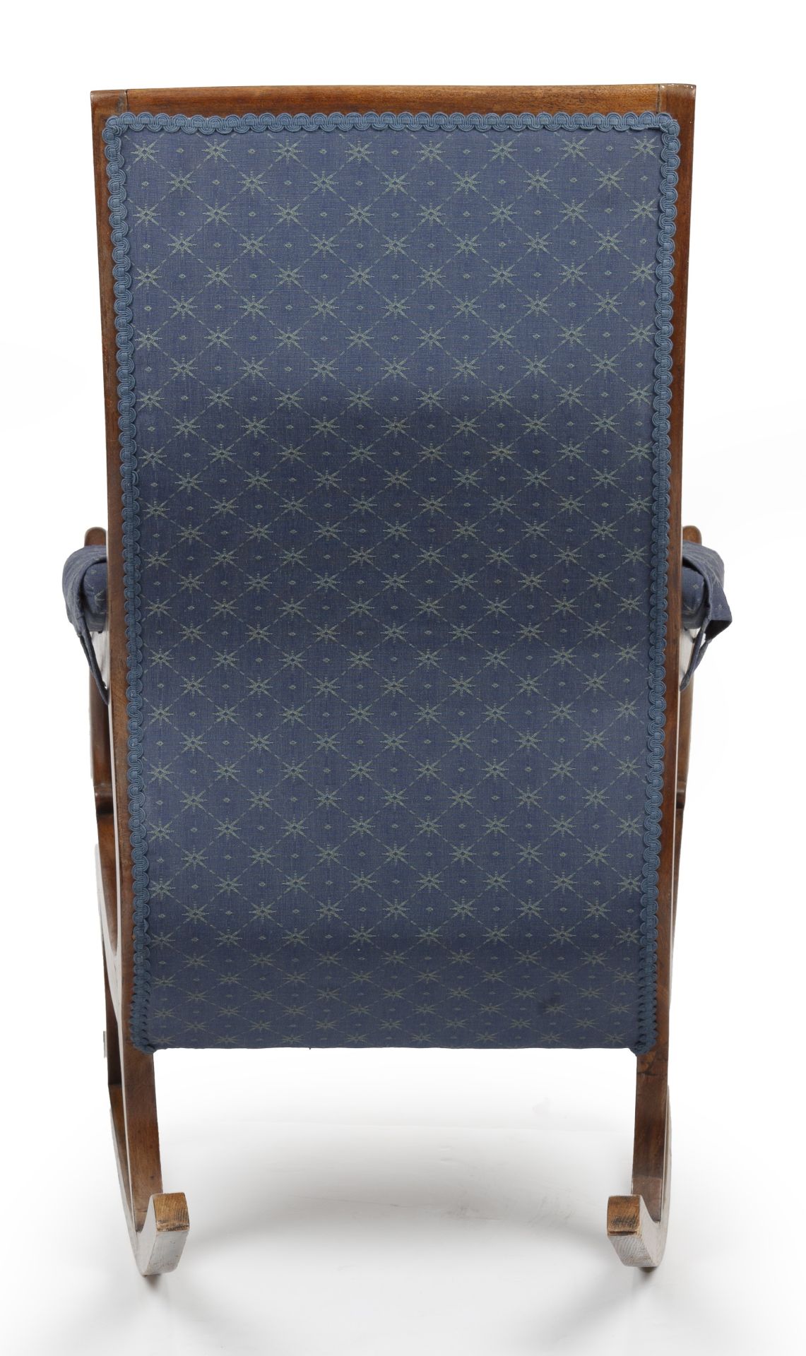 A 19th century mahogany framed upholstered rocking chair with carved swan neck arms 57cm wide 80cm - Bild 3 aus 3