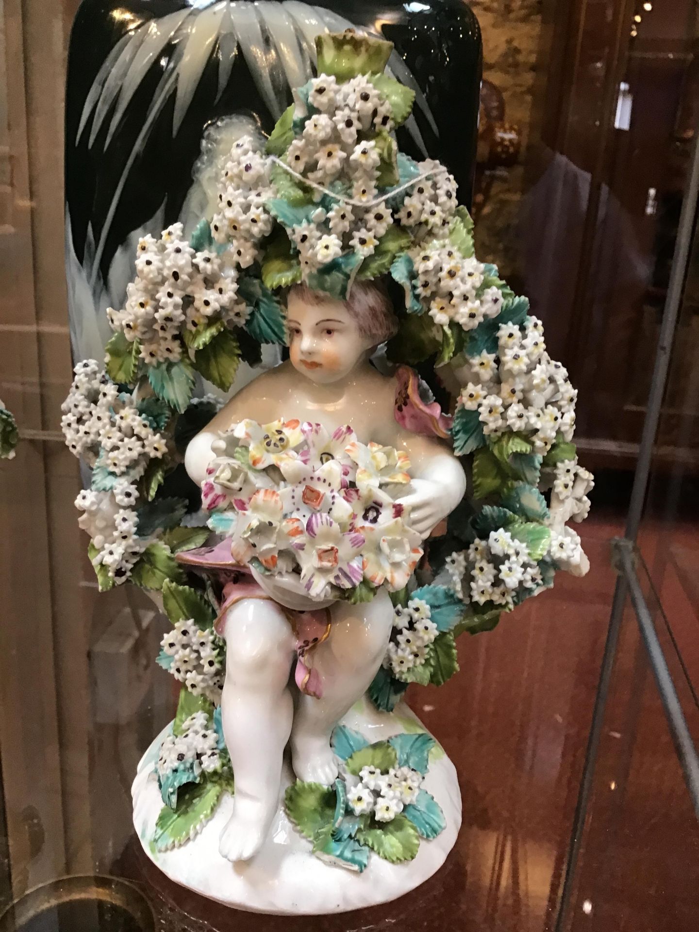 A pair late 18th century possibly Derby flower encrusted cherubs 13cm wide 19cm high Cherub with - Image 23 of 37