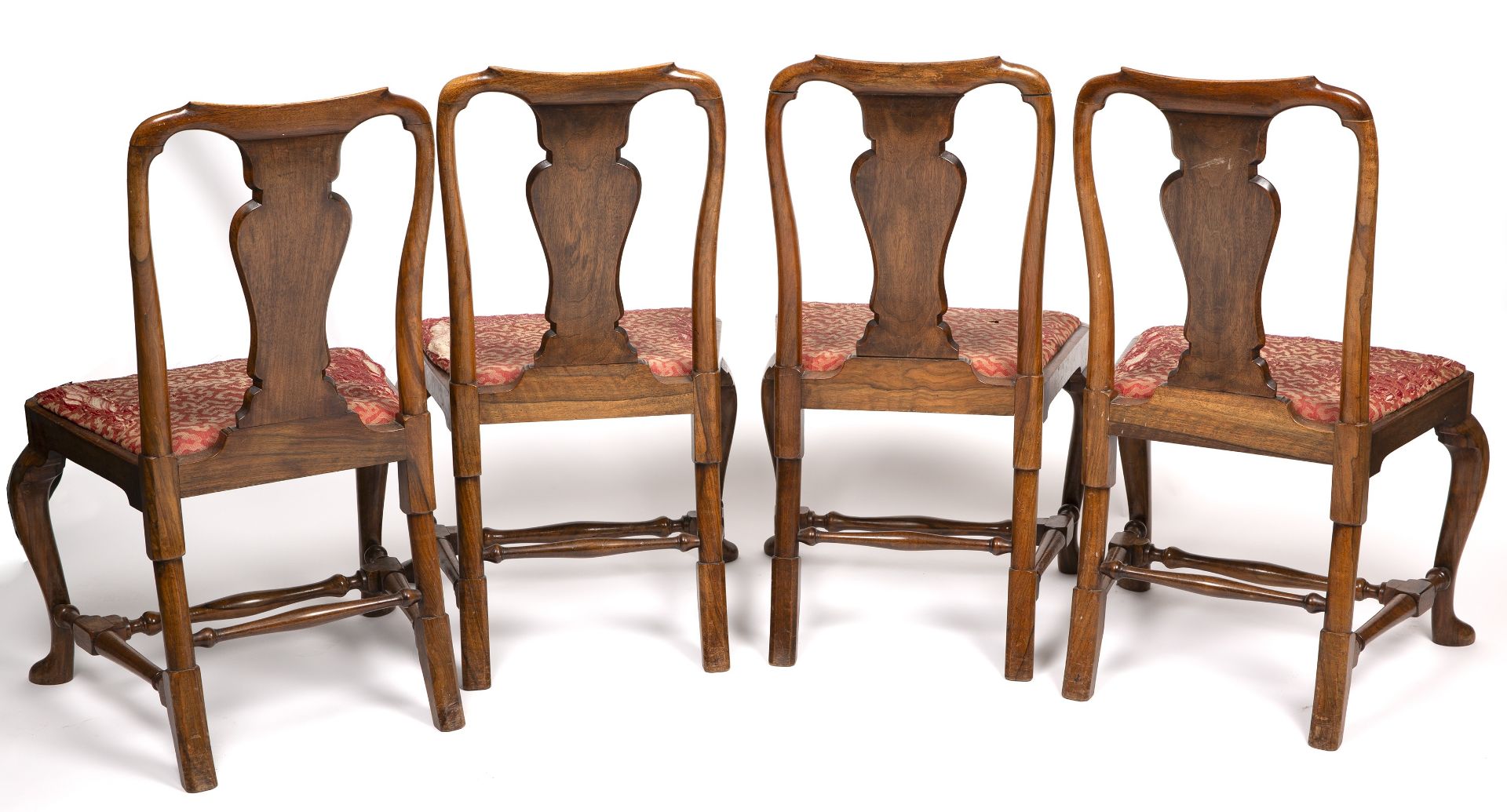 A set of four Queen Anne style walnut chairs, with inset seats and cabriole legs, 57cm wide 53cm - Image 2 of 17