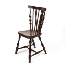 An 18th Century English red walnut fan back Windsor chair 48cm wide 42cm deep 47cm high seat, 91cm