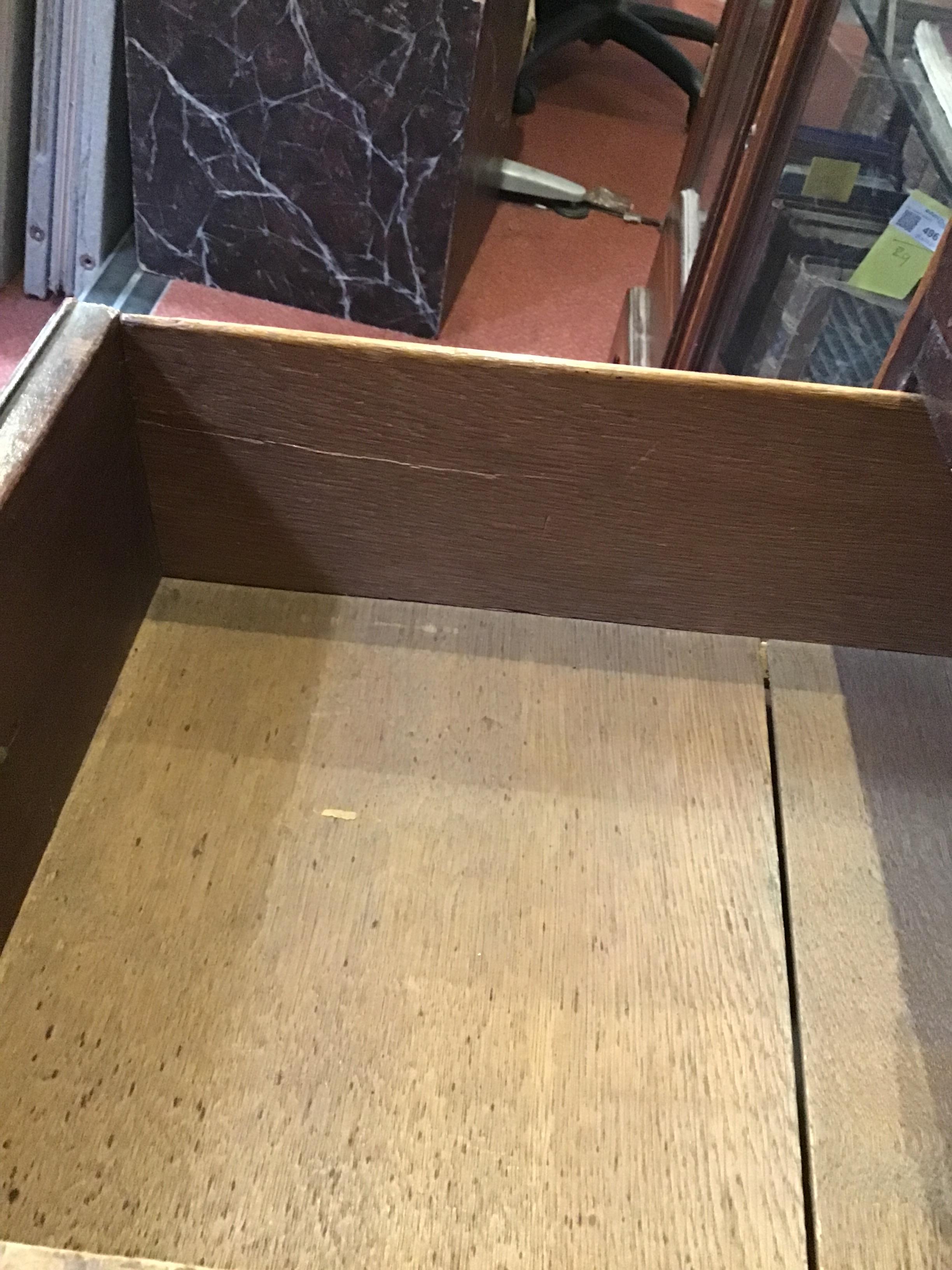 A George III mahogany chest of four long drawers having brass swan neck handles, a brushing slide - Image 16 of 31