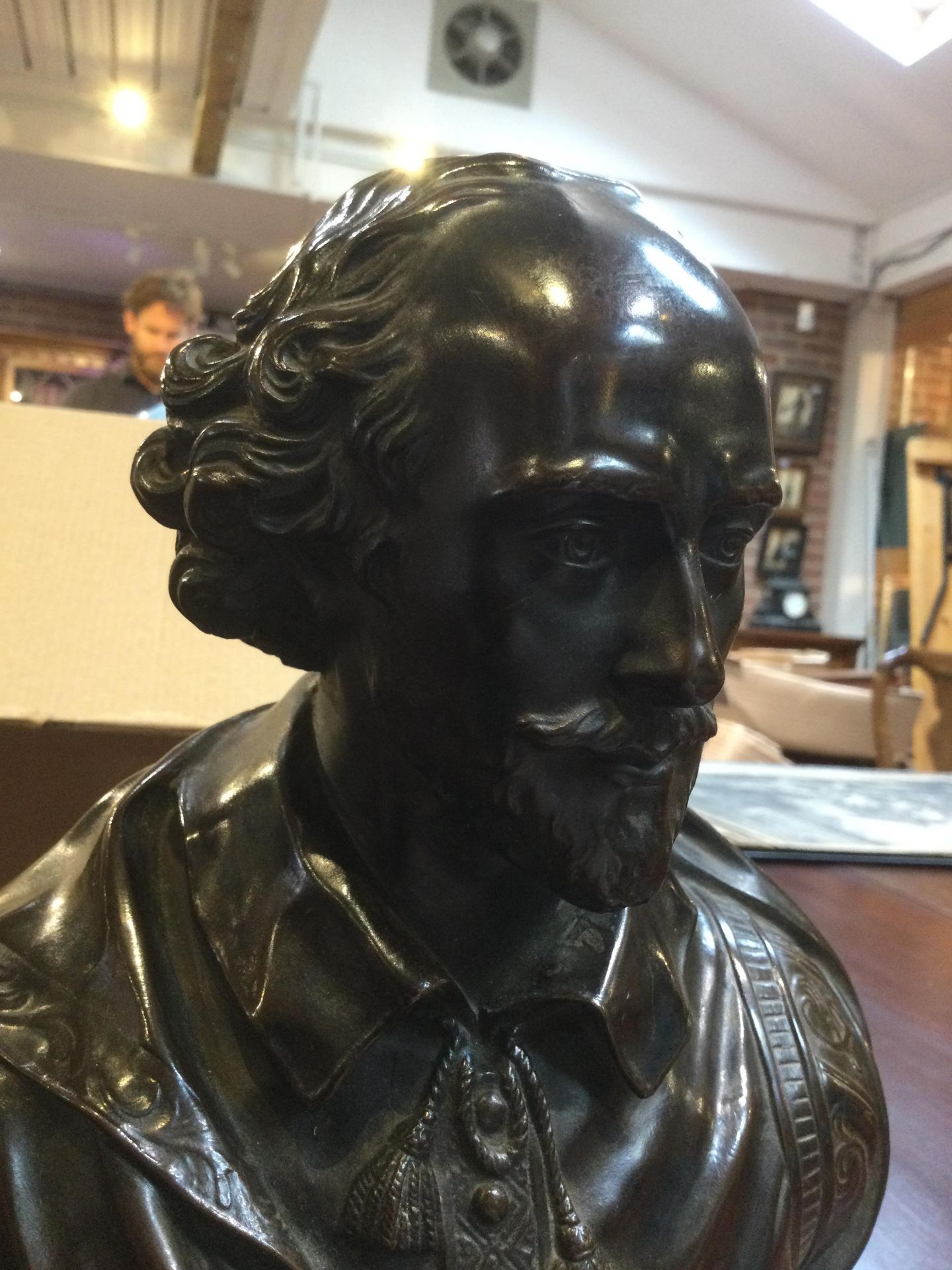Ferdinand Barbedienne (1810-1892) a bust of Shakespeare bronze 20cm wide 27cm high A few light - Image 9 of 14