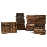 A collection of approximately forty Antiquarian small format volumes, all leather bound and in