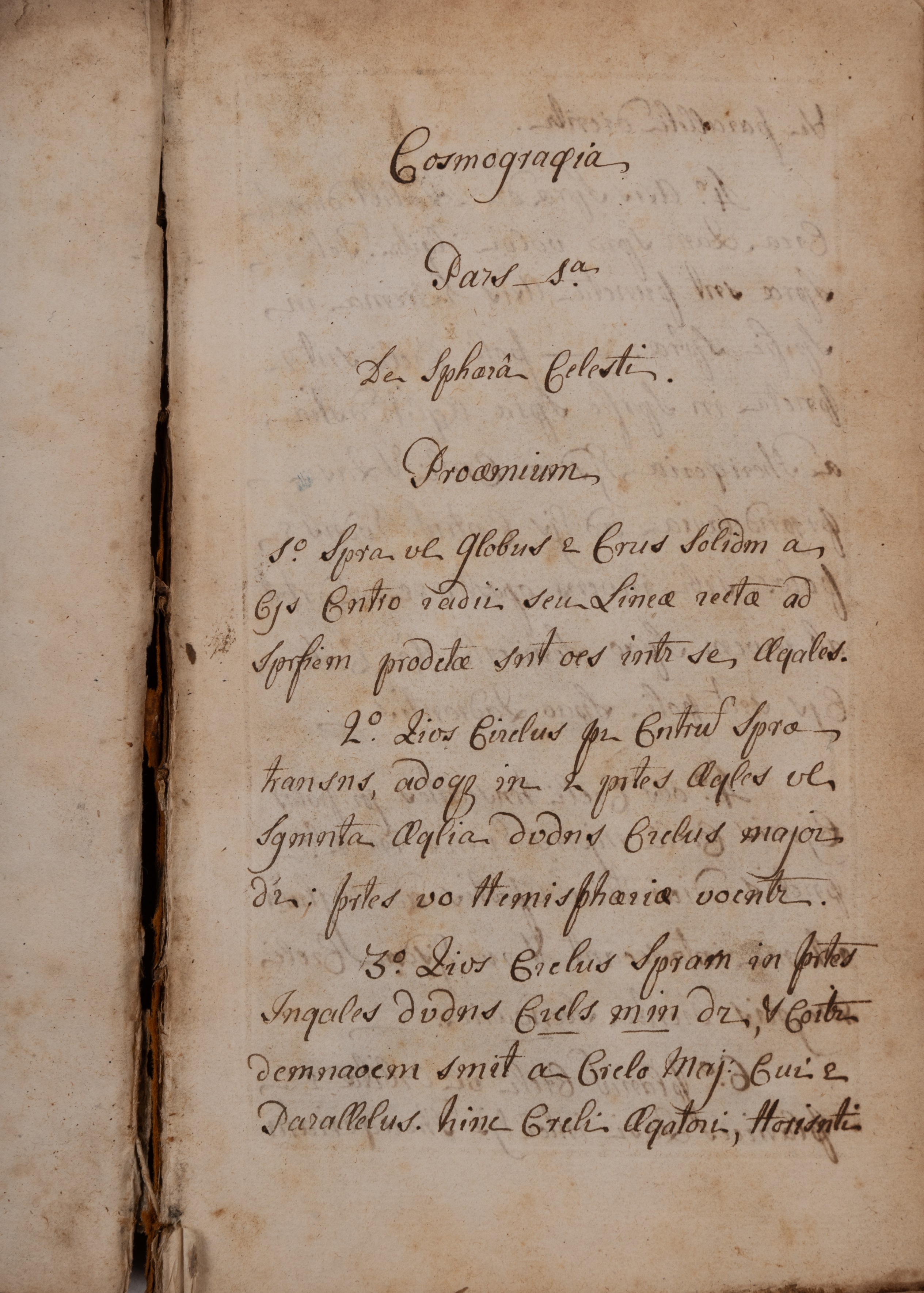 An early 18th century Latin text manuscript volume entitled 'Cosmografia' on first page. No author - Image 4 of 10