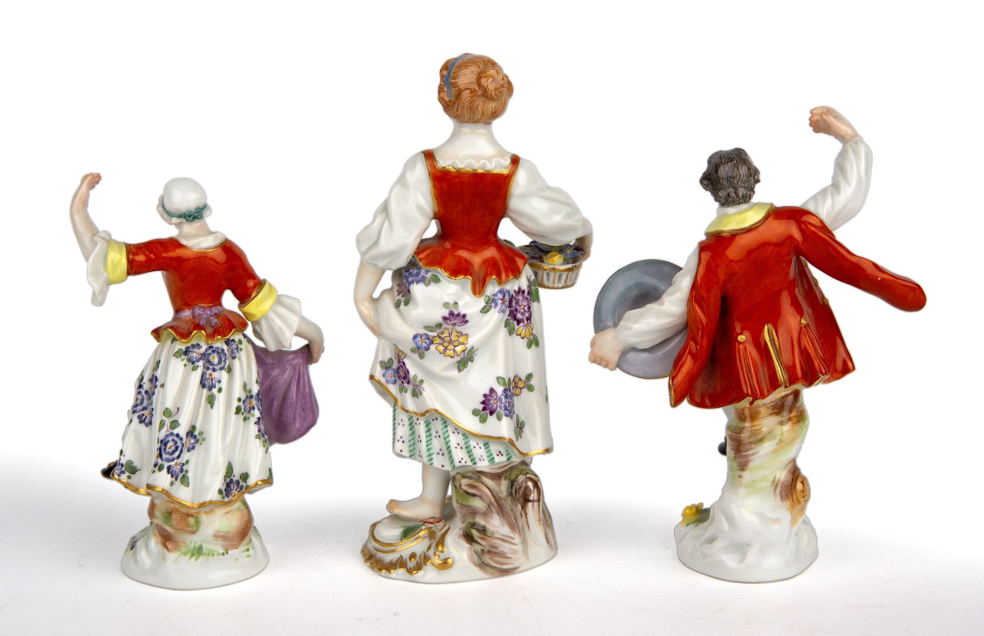Three Meissen porcelain figures, 2061,2066 and 60337 the largest 12.5cm - Image 2 of 3