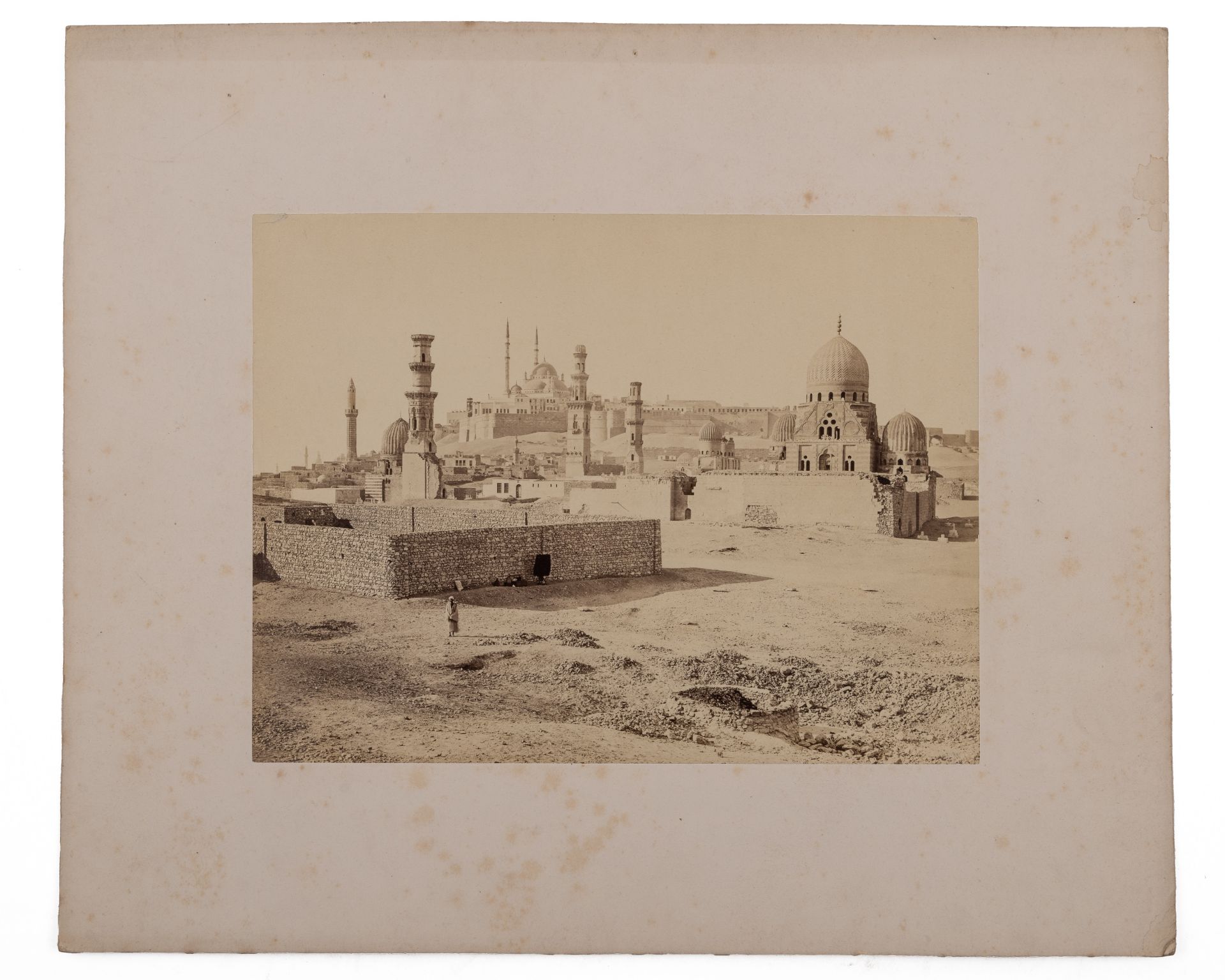 Egypt:- A group of eight unframed monochrome photographs mounted on card including 'Tombs of the