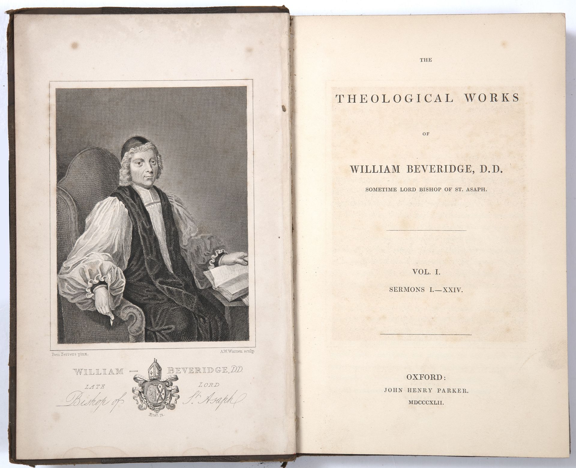 Beveridge (William). Bishop of St Asaph. The Theological Works. Parker, Oxford 1842. 10 vols. 8vo. - Image 2 of 4