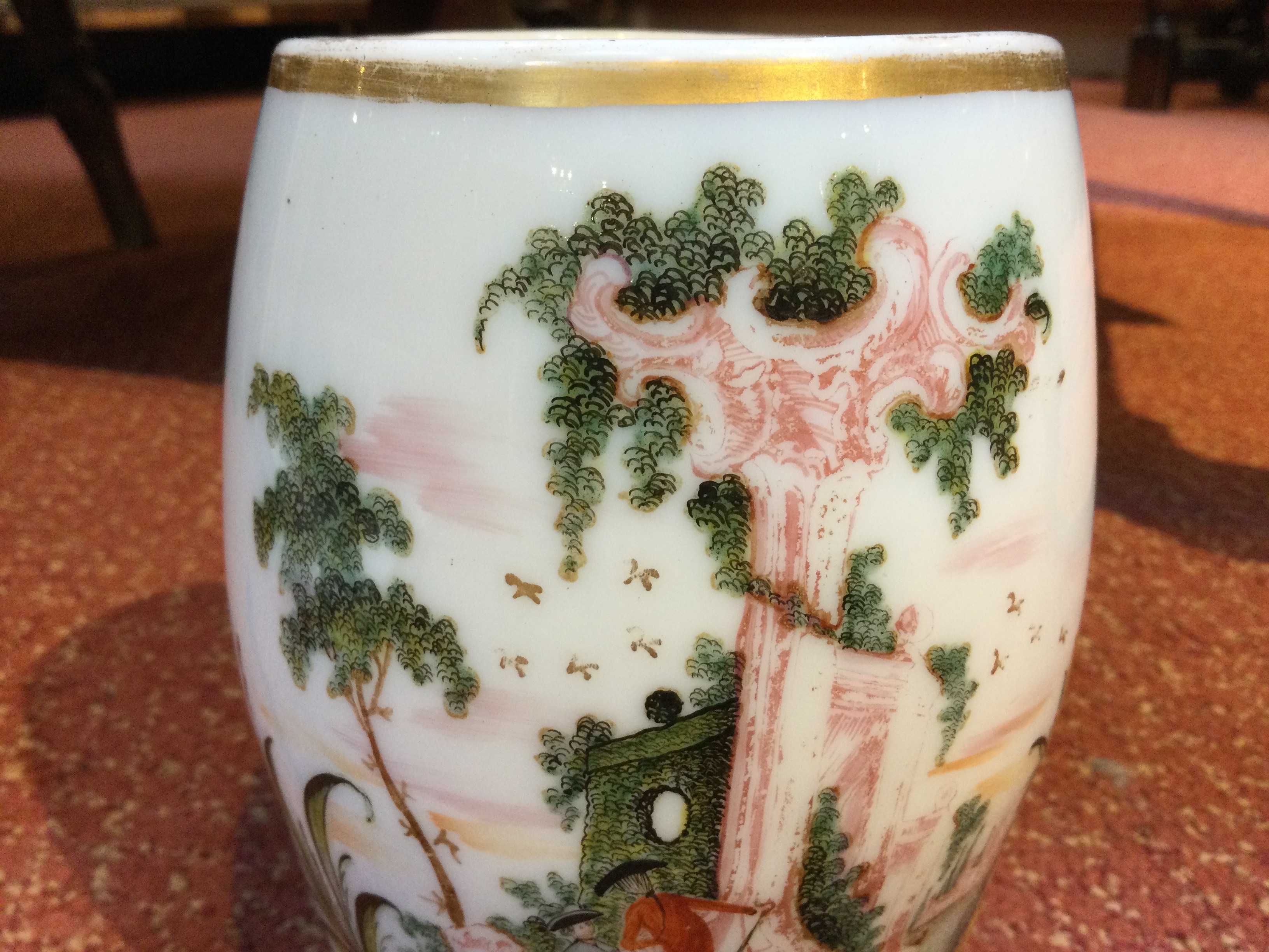 An 18th/19th century Bohemian milk glass tankard 14cm high together with Chinese porcelain bowl 24cm - Image 7 of 18