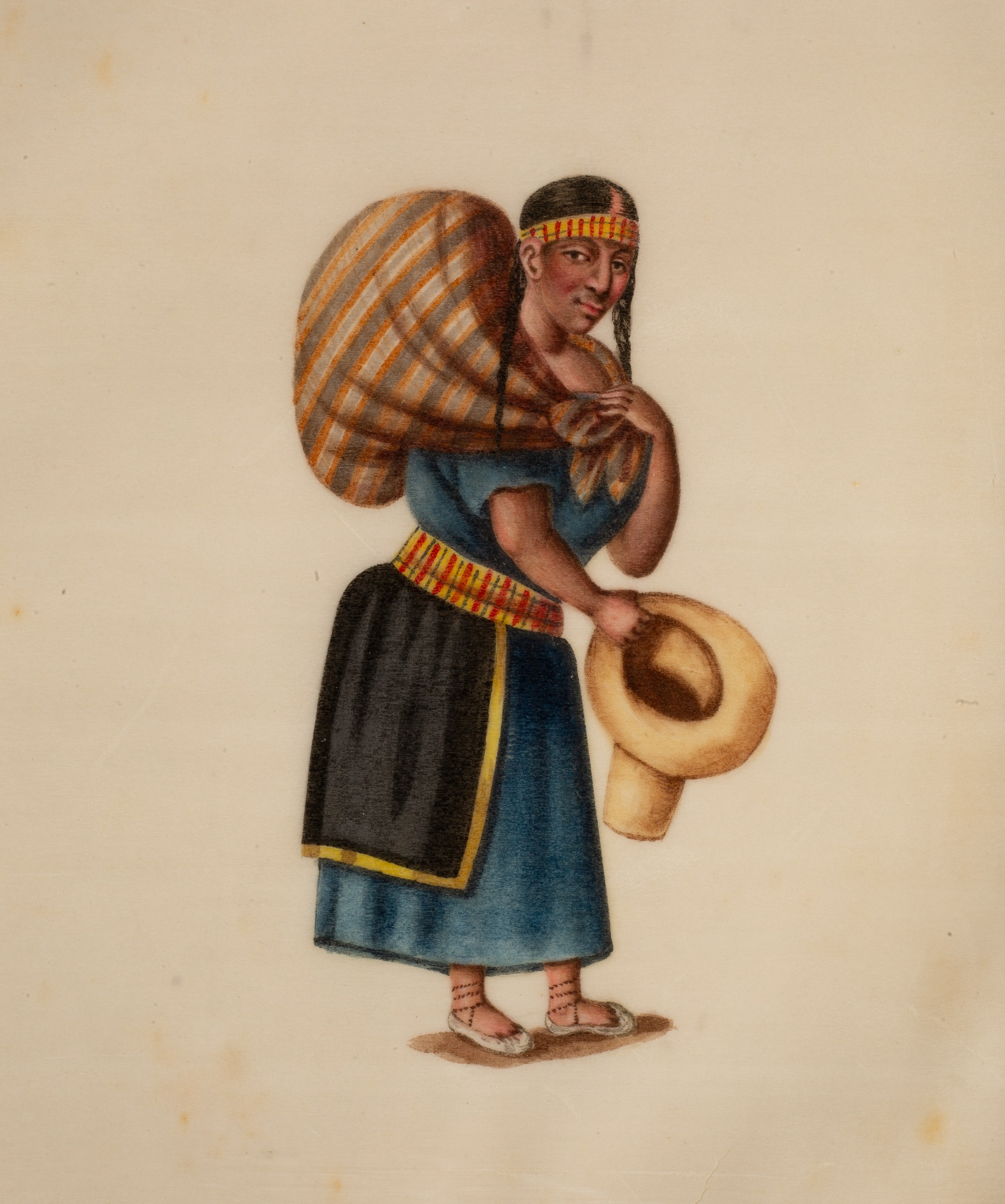 19th century Cantonese School. An album of twenty ‘pith’ paintings entitled ‘Lima (Peru) Costumes’ - Image 10 of 35
