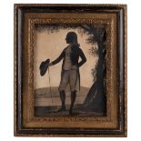 William Wellings, silhouette of a gentleman with a hat and stick, 19th century 25cm x 20cm