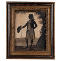 William Wellings, silhouette of a gentleman with a hat and stick, 19th century 25cm x 20cm