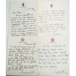 Four 1970/80s Royal letter, one signed by Queen Elizabeth II, Two signed by Prince Charles and one