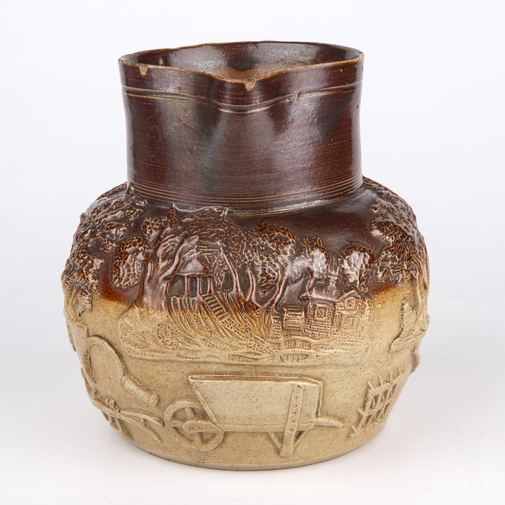 An early 19th century stoneware harvest jug in the manner of Joseph Kishere, Mortlake circa 1820, - Bild 2 aus 5
