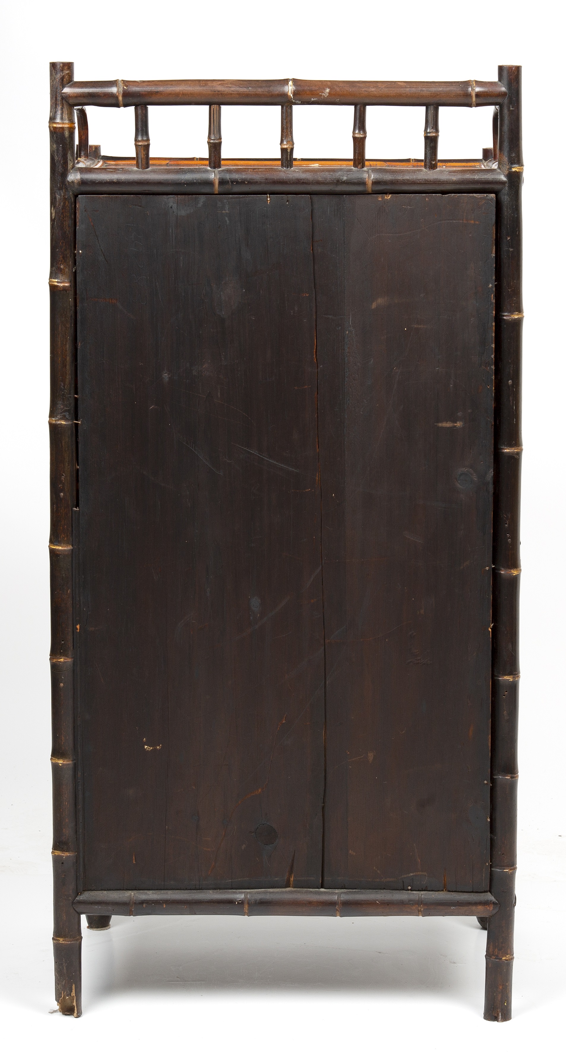 A late 19th century lacquered bamboo cabinet with a single door opening to reveal six drawers 47cm - Image 5 of 47