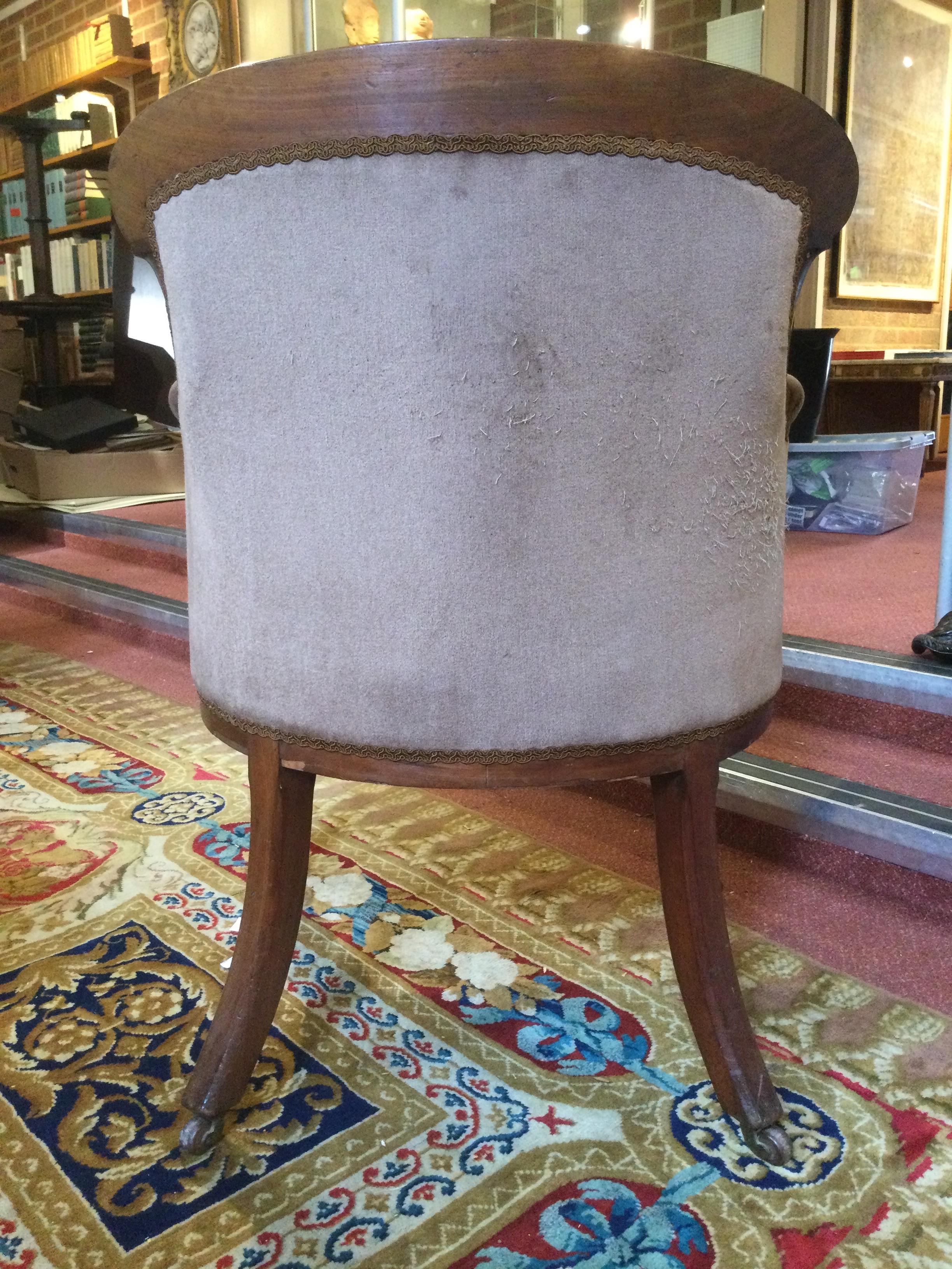 An early Victorian mahogany framed upholstered library armchair with turned and fluted legs 62cm - Bild 11 aus 18