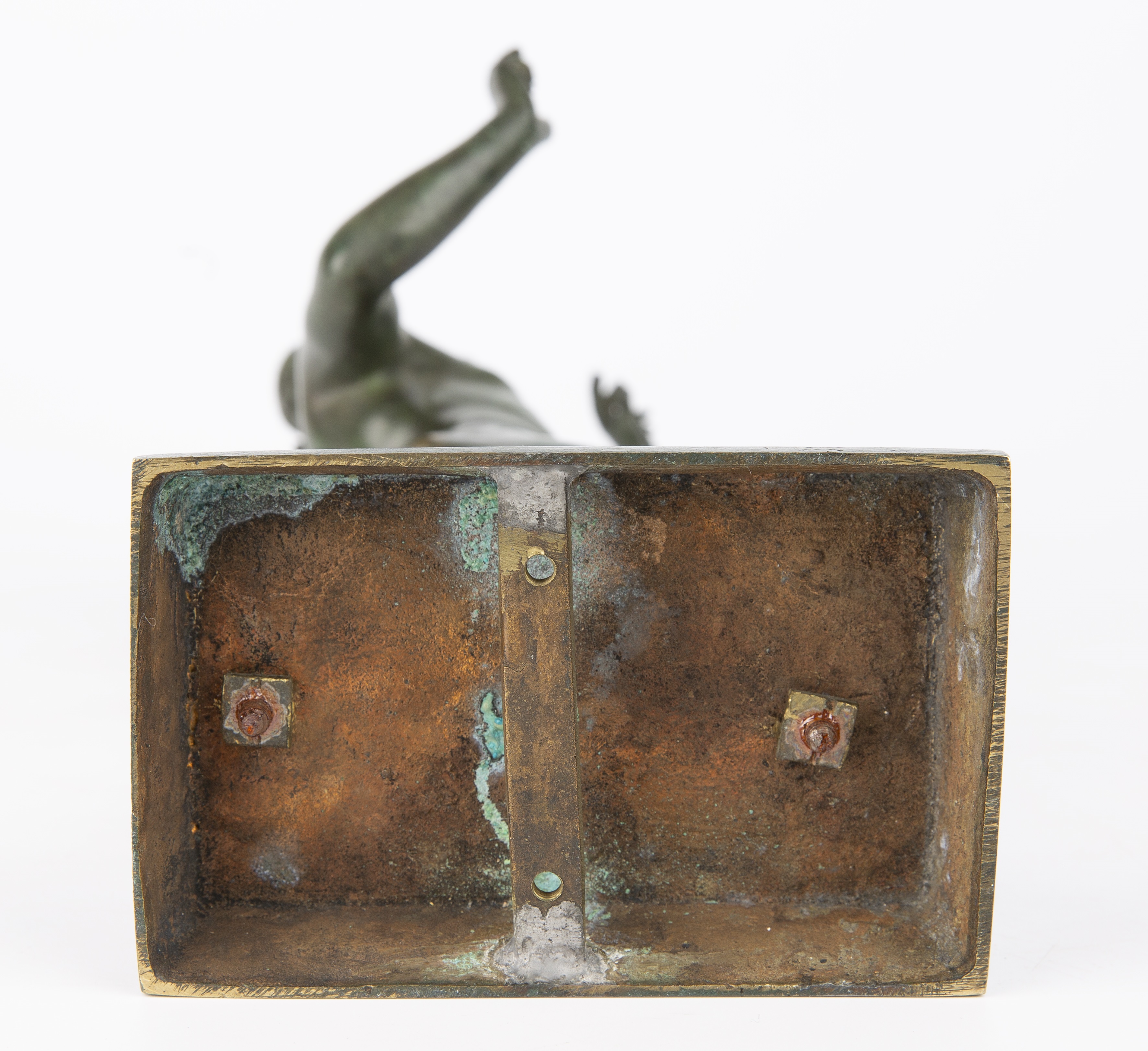 A 20th century bronze faun 13cm wide 34cm high - Image 5 of 5