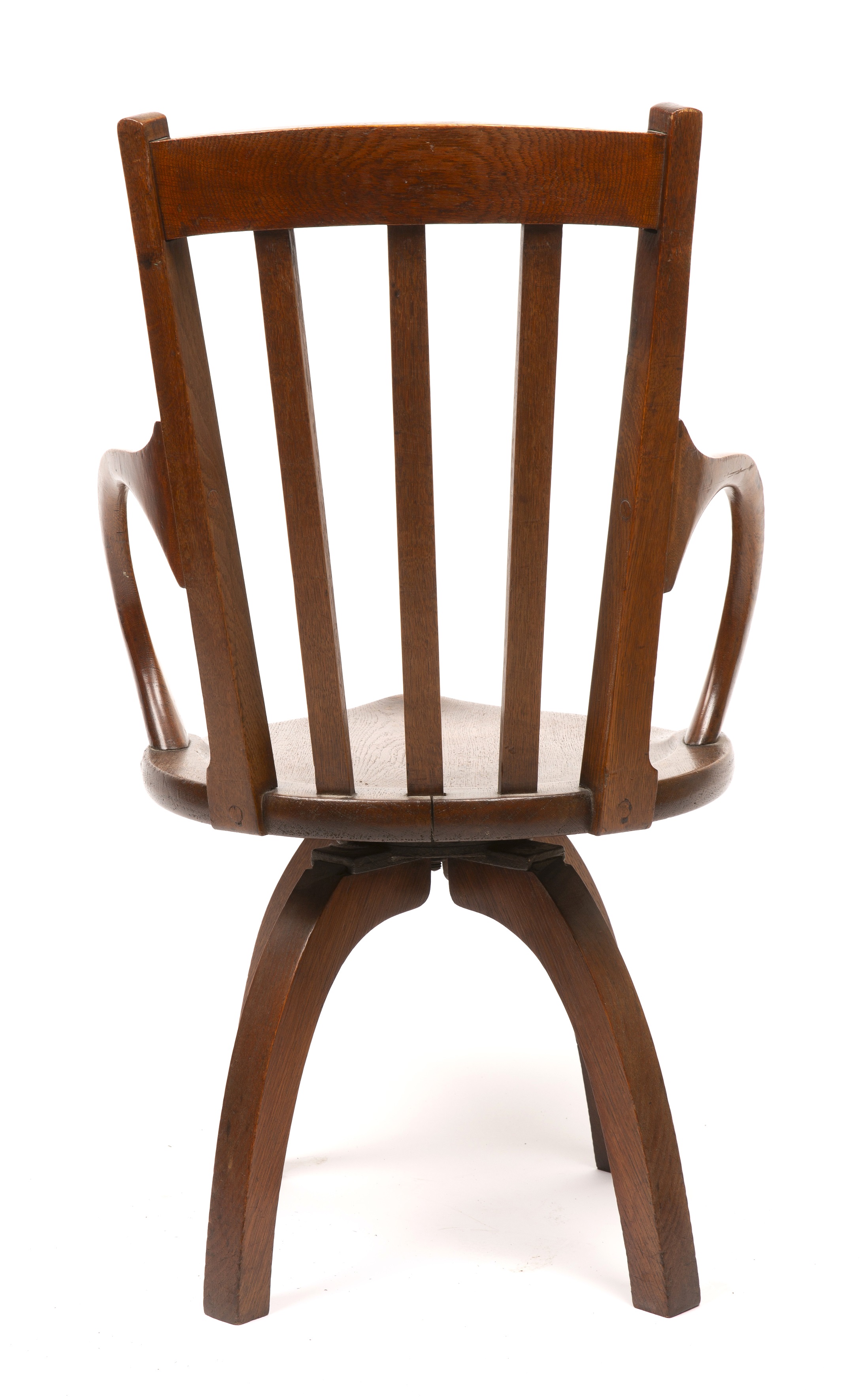 A late 19th century oak rotating desk chair with 52cm wide 93cm high - Image 7 of 8