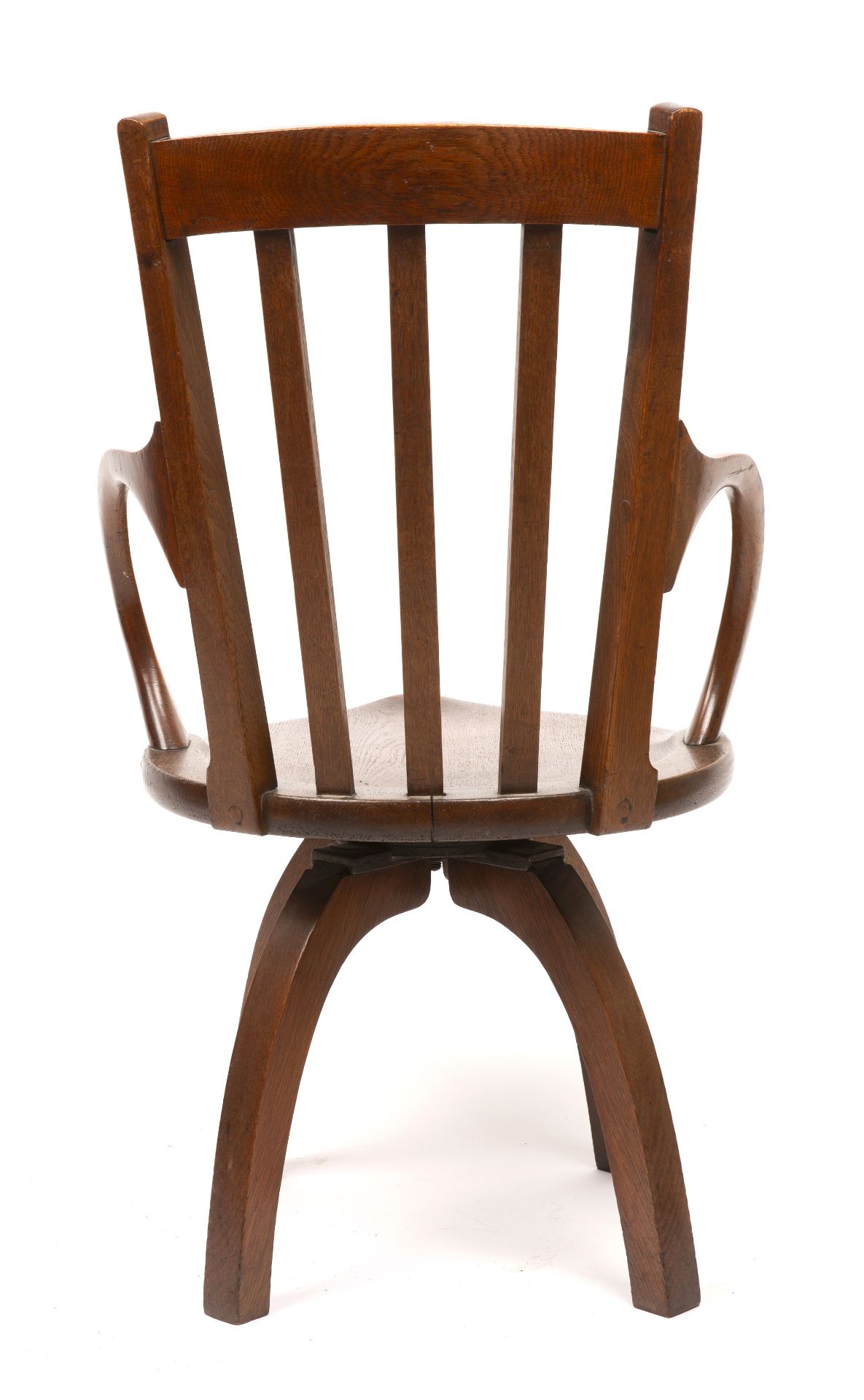 A late 19th century oak rotating desk chair with 52cm wide 93cm high - Bild 7 aus 8