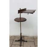 An early Victorian mahogany, brass and cast iron adjustable reading stand by Carters 38cm wide 148cm