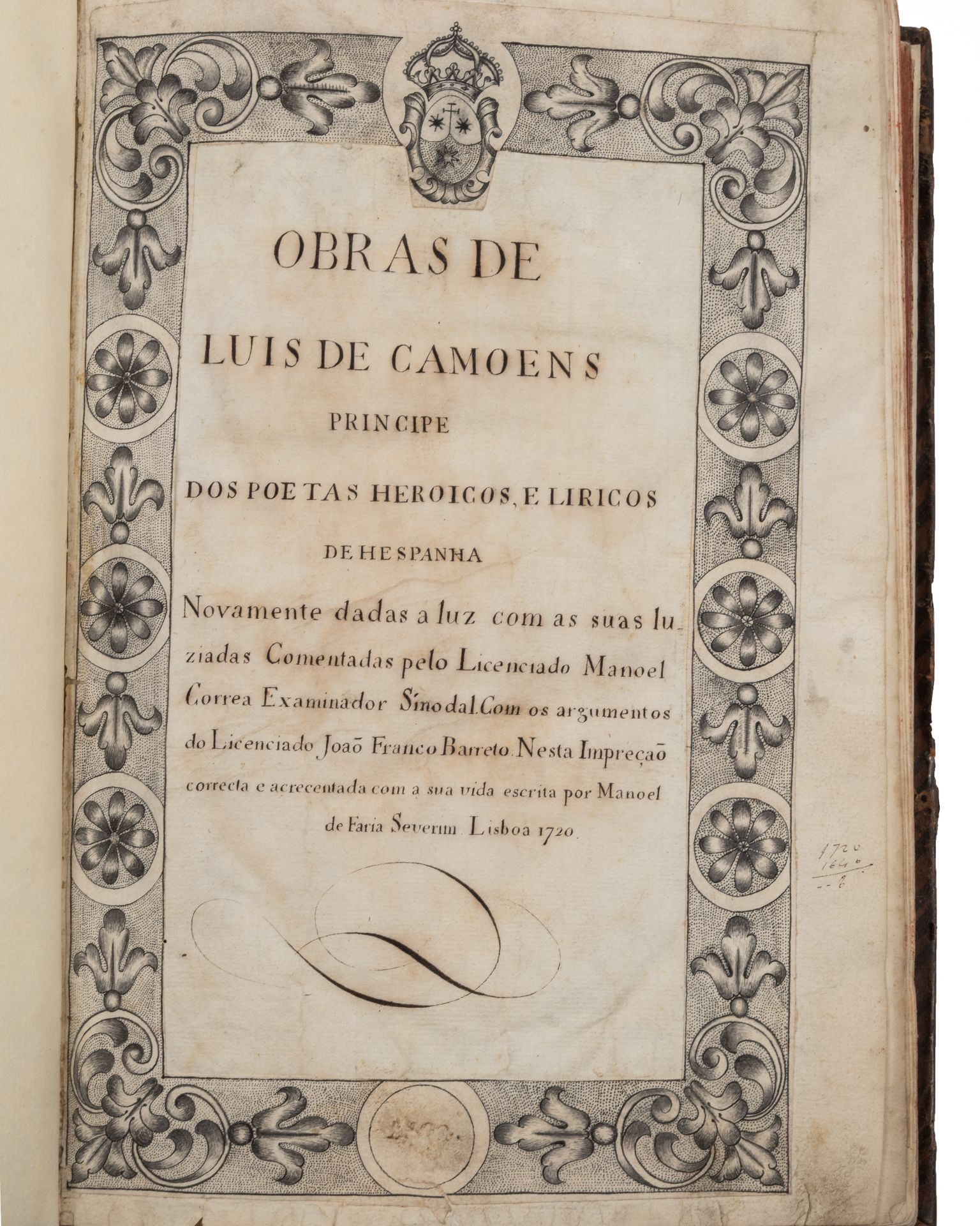 Camöes (Luis Vaz de). Portuguese Poet. d.1580. Works thereof. Mandel de Faria Severim, Lisboa - Image 3 of 3