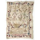 A 19th century sampler worked by Emma Bennet 1835 30cm x 45cm.