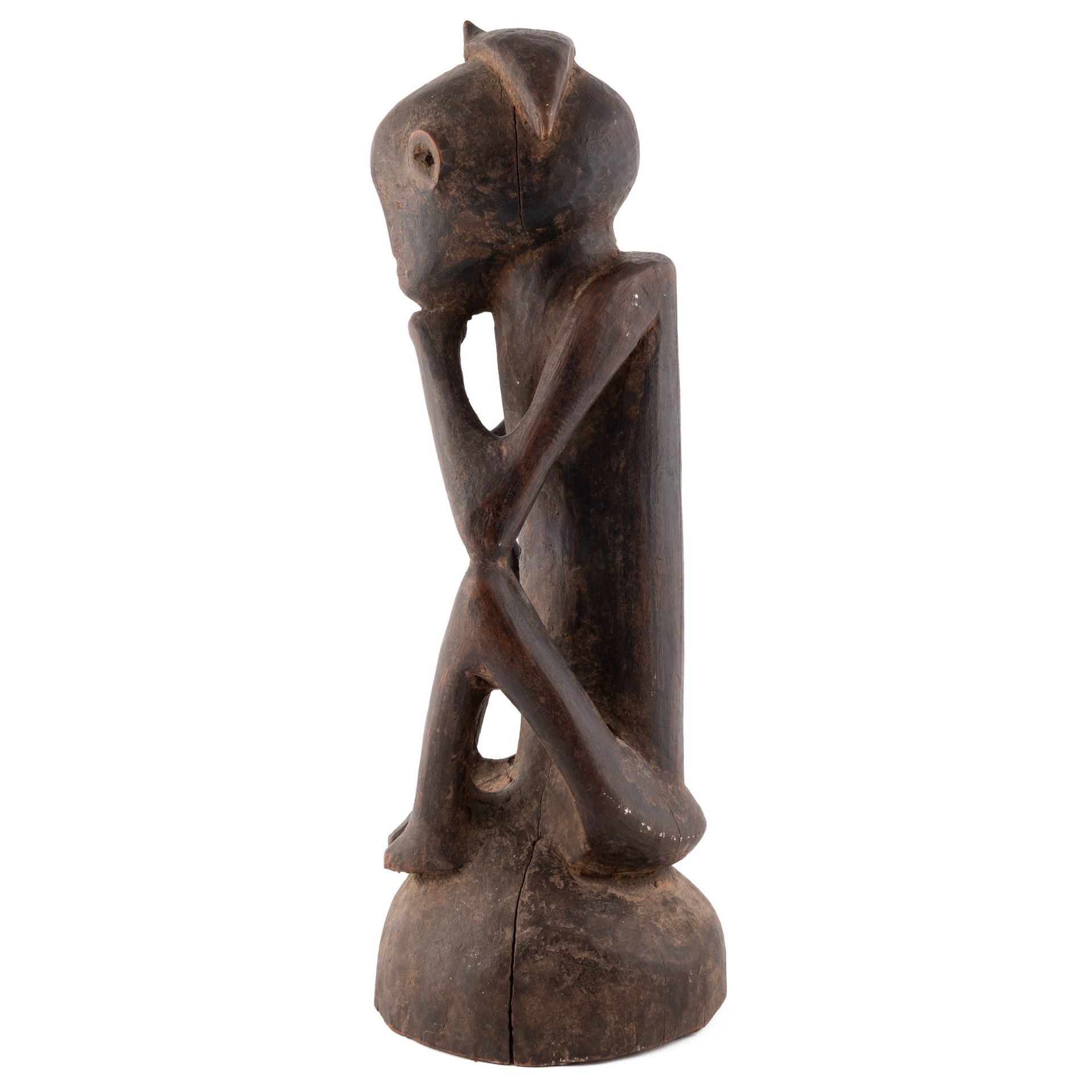 An African carved tribal seated figure 12cm wide 33cm high - Bild 2 aus 5