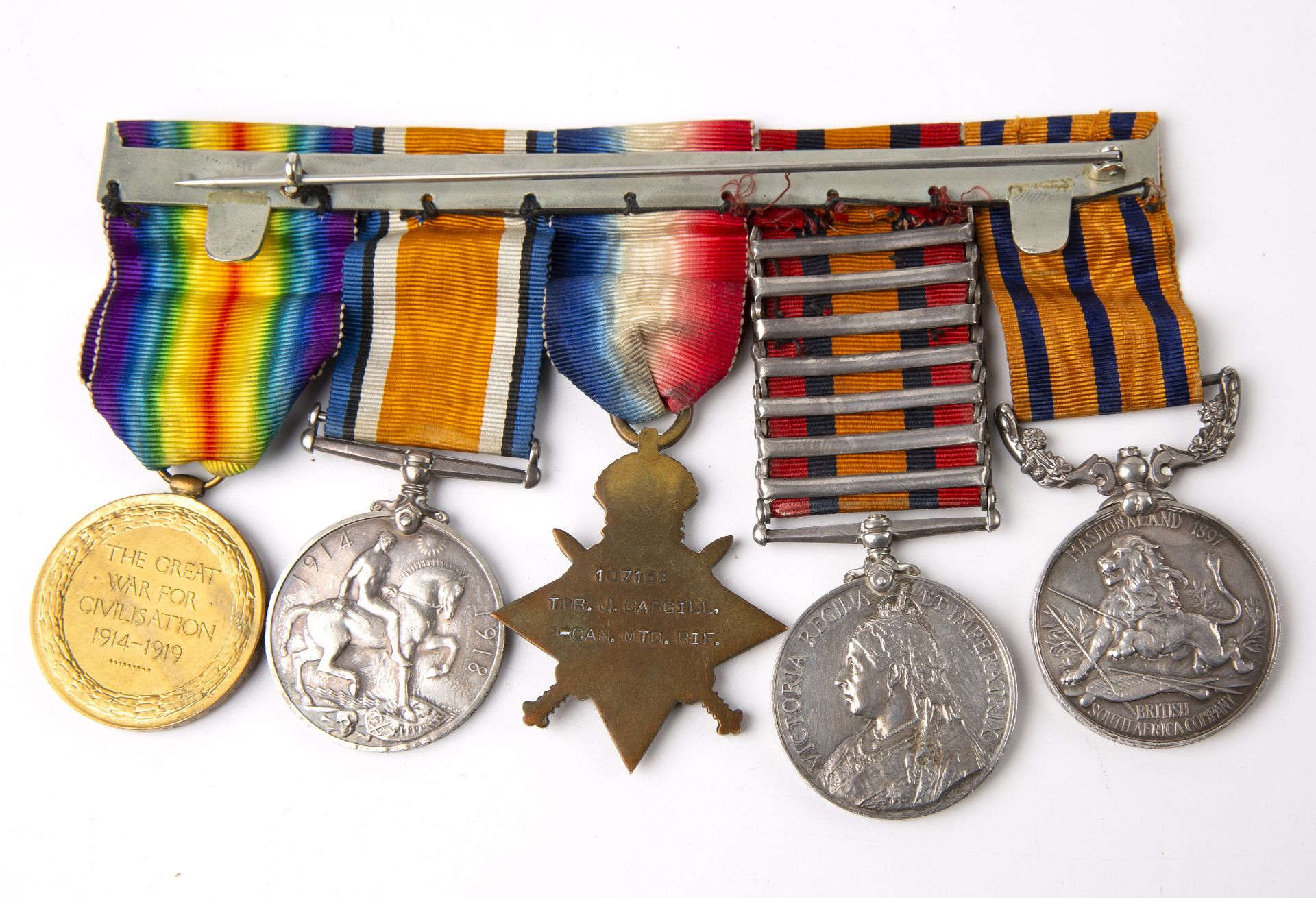 A group of WWI campaign medals awarded to 107158 W.O.CL.2.J.CARGILL to include the 1914-15 star - Bild 2 aus 18