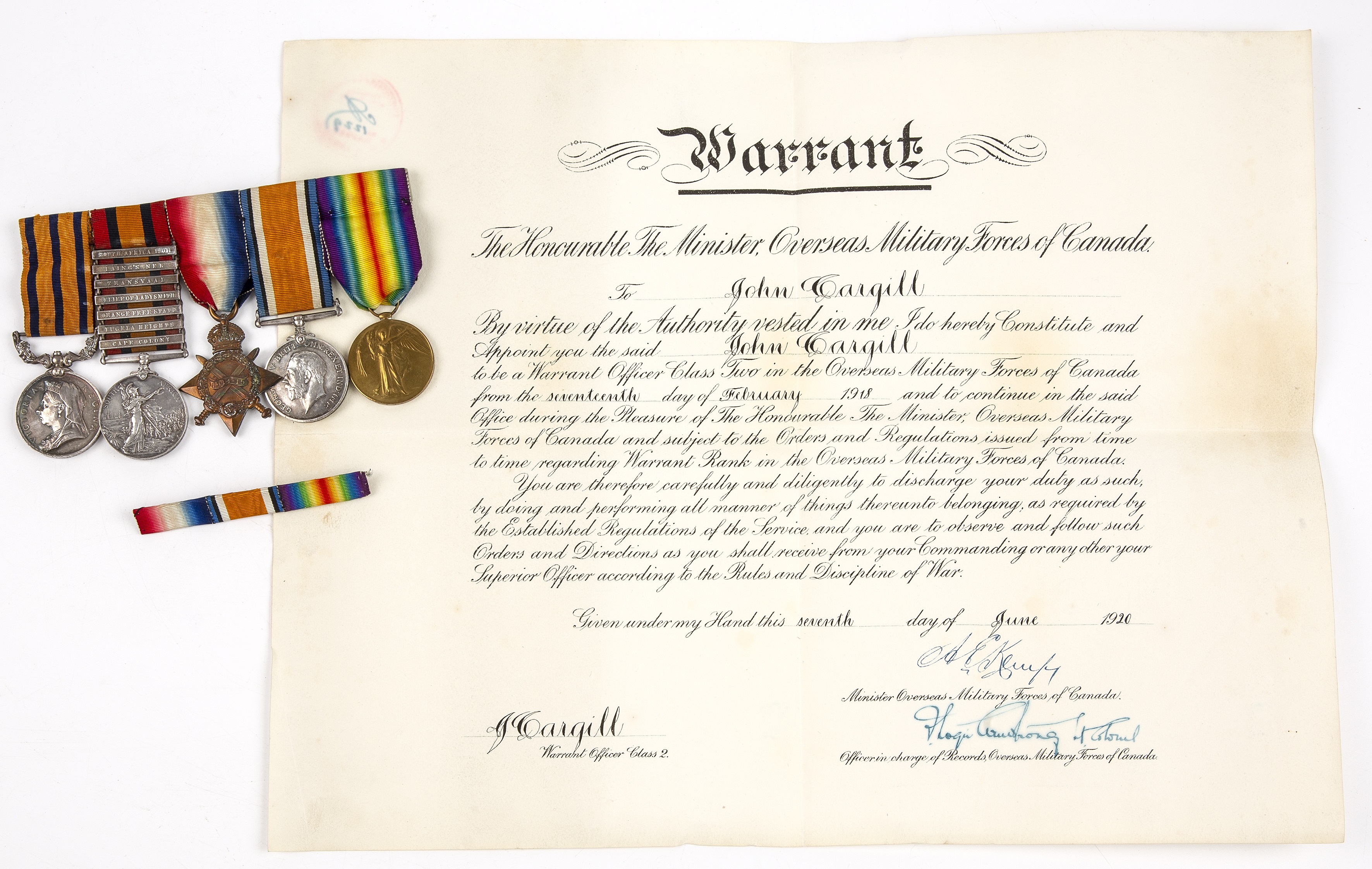A group of WWI campaign medals awarded to 107158 W.O.CL.2.J.CARGILL to include the 1914-15 star - Image 3 of 18