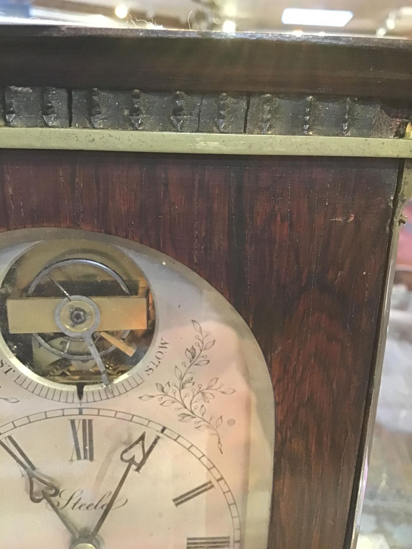 A mid 19th century rosewood campaign travelling timepiece with a visible escapement and a fusee - Image 12 of 14