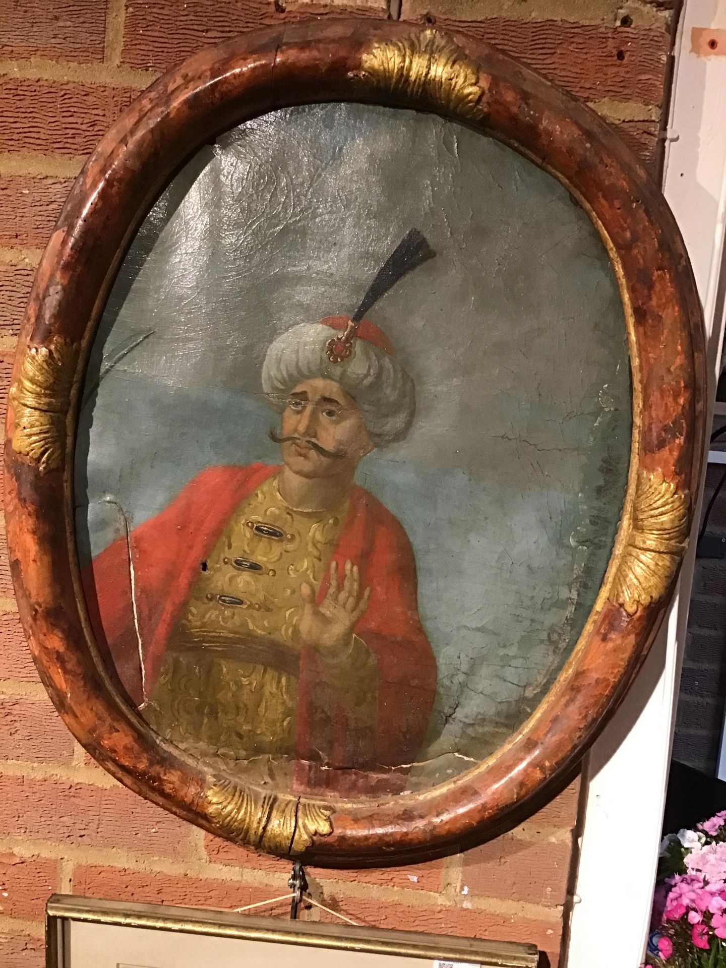 An 18th/19th century Indian school portrait of a gentleman, oil on canvas, 55cm x 45cm mounted in - Bild 15 aus 15