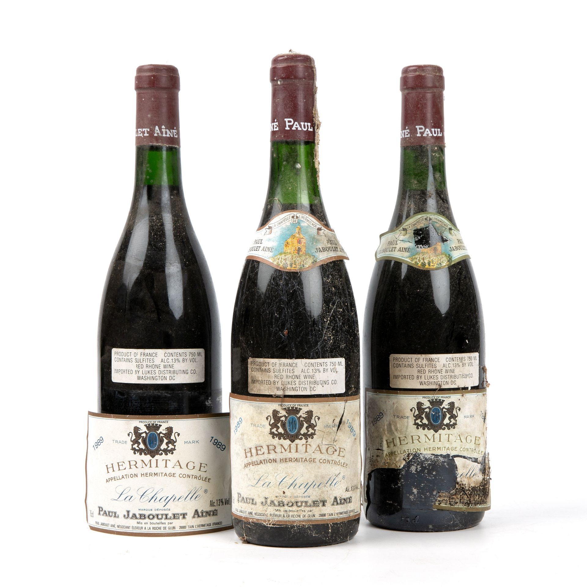 Three bottles of 1989 Paul Jaboulet Aine - Domaine de la Chapelle Hermitage La Chapelle, Rhone,
