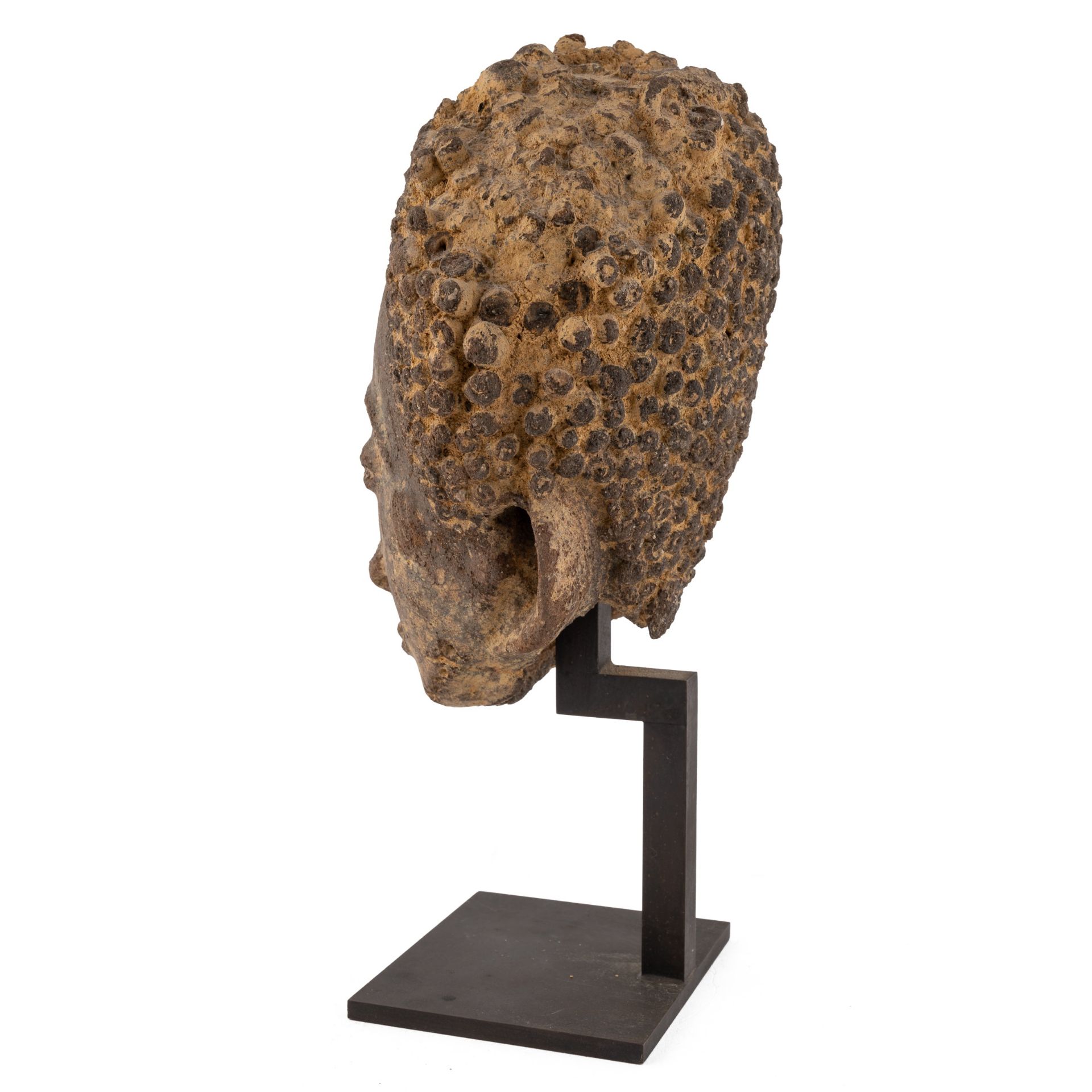 An antique African pottery head, possibly Akan, Ghana 15cm wide 20cm high Provenance A private - Image 2 of 4