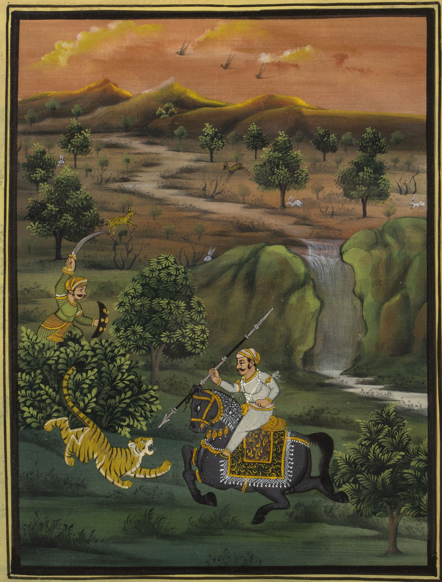 A collection of eight Indian miniature paintings to include three 19th century examples the - Image 3 of 13