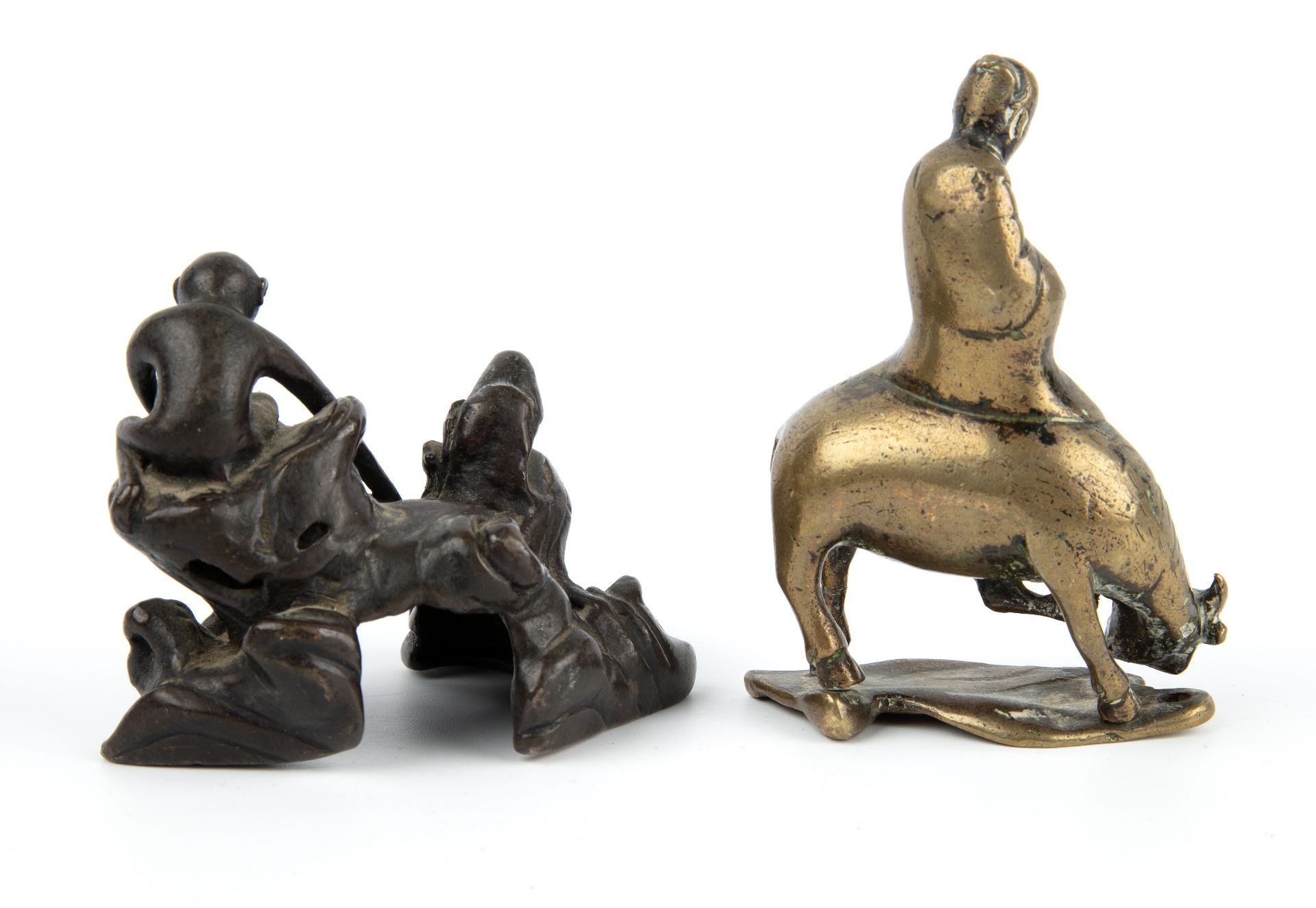 Two 19th century eastern gilt metal figures the largest 7cm x 6cm. (2) - Image 2 of 3