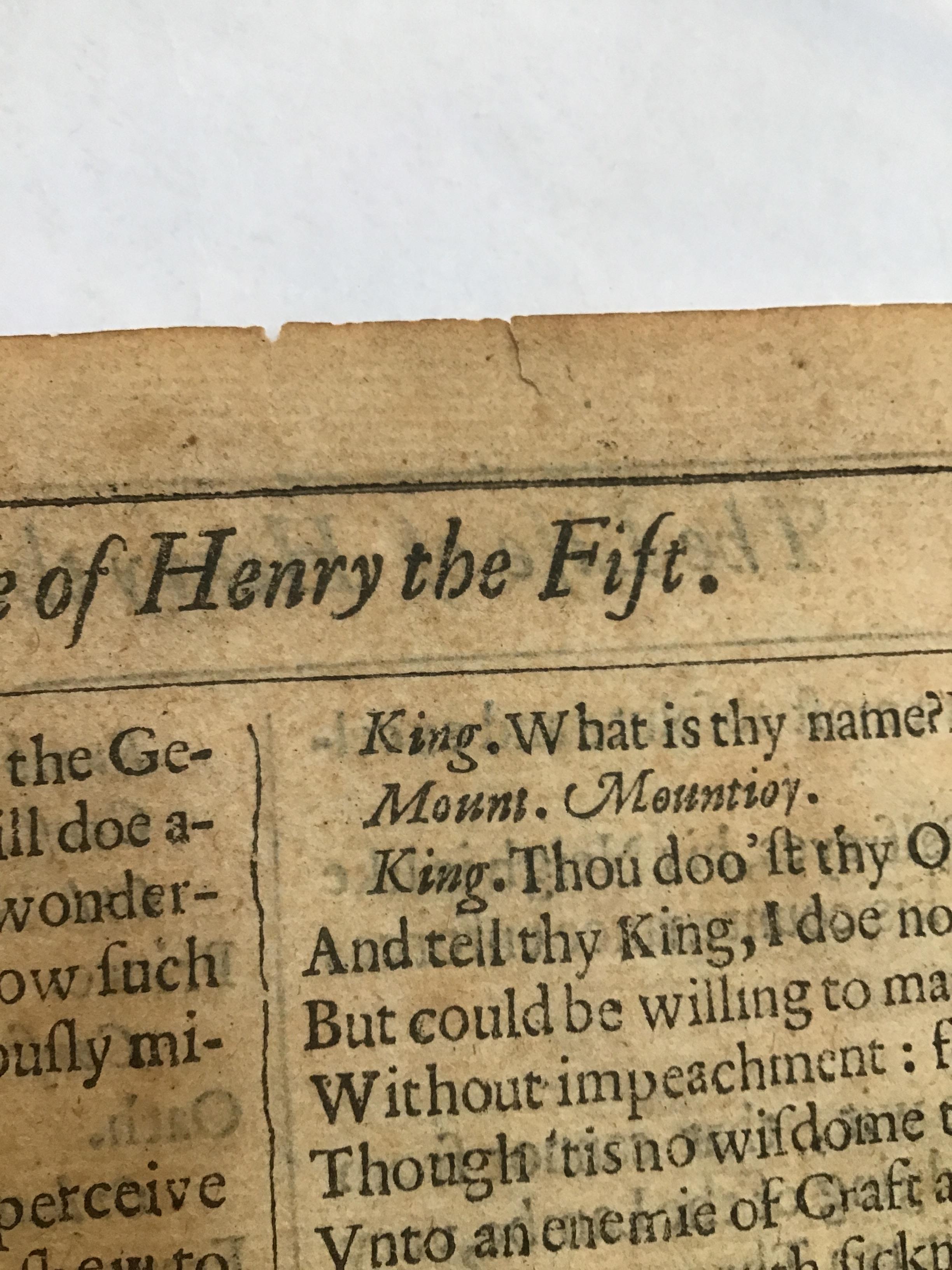 Shakespeare (William) 'The Life of Henry the Fift' pp81/82 from the Second Folio, loose It is very - Image 6 of 9