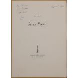 Origo (Iris) Seven Poems - Edizioni Dell'Elefante Roma 1983 - signed by the author plus Rylands (