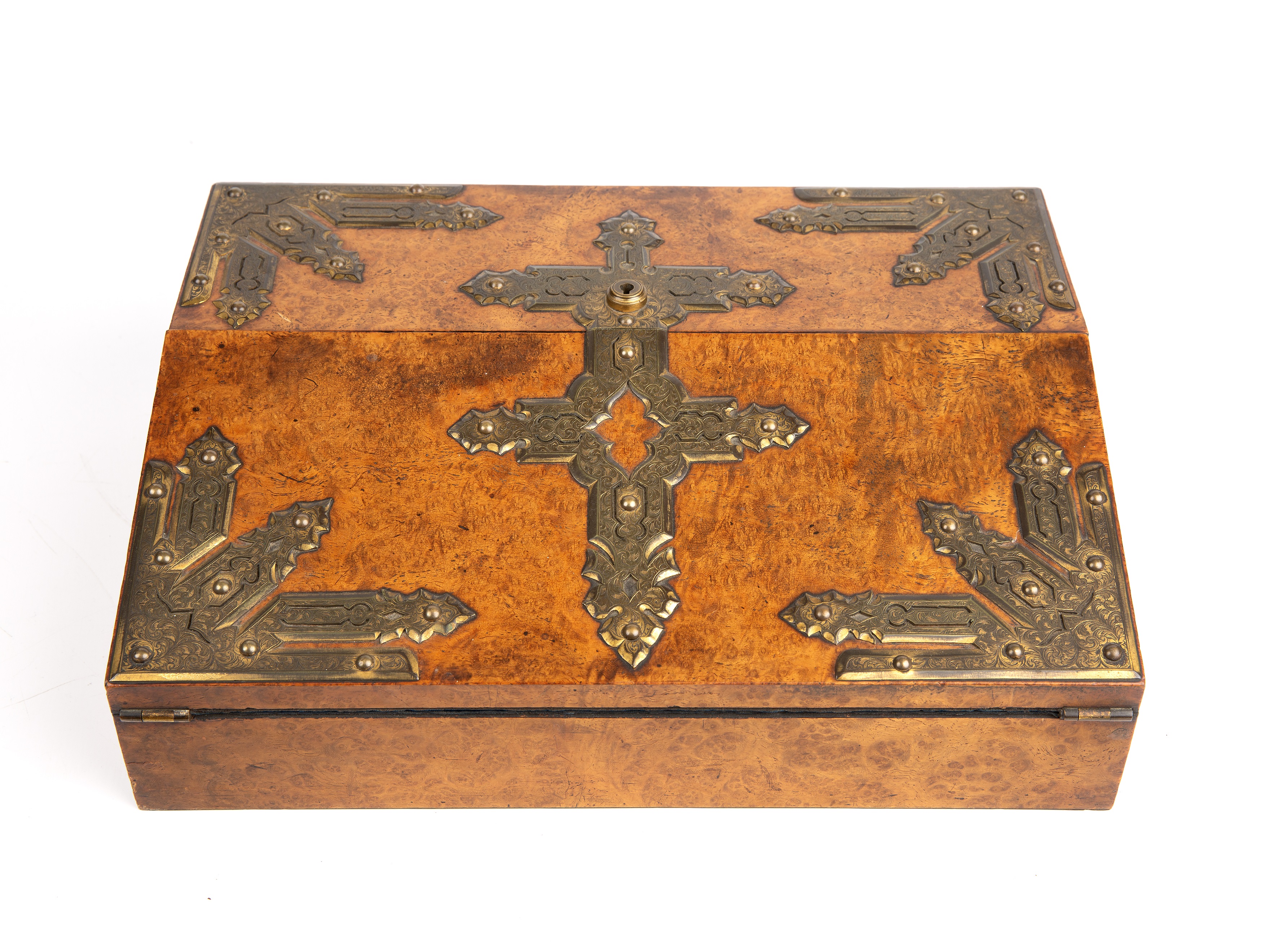A 19th century Scottish walnut writing slope with gilt mounts by E Pritty Glasgow 35cm wide 25cm - Image 2 of 24