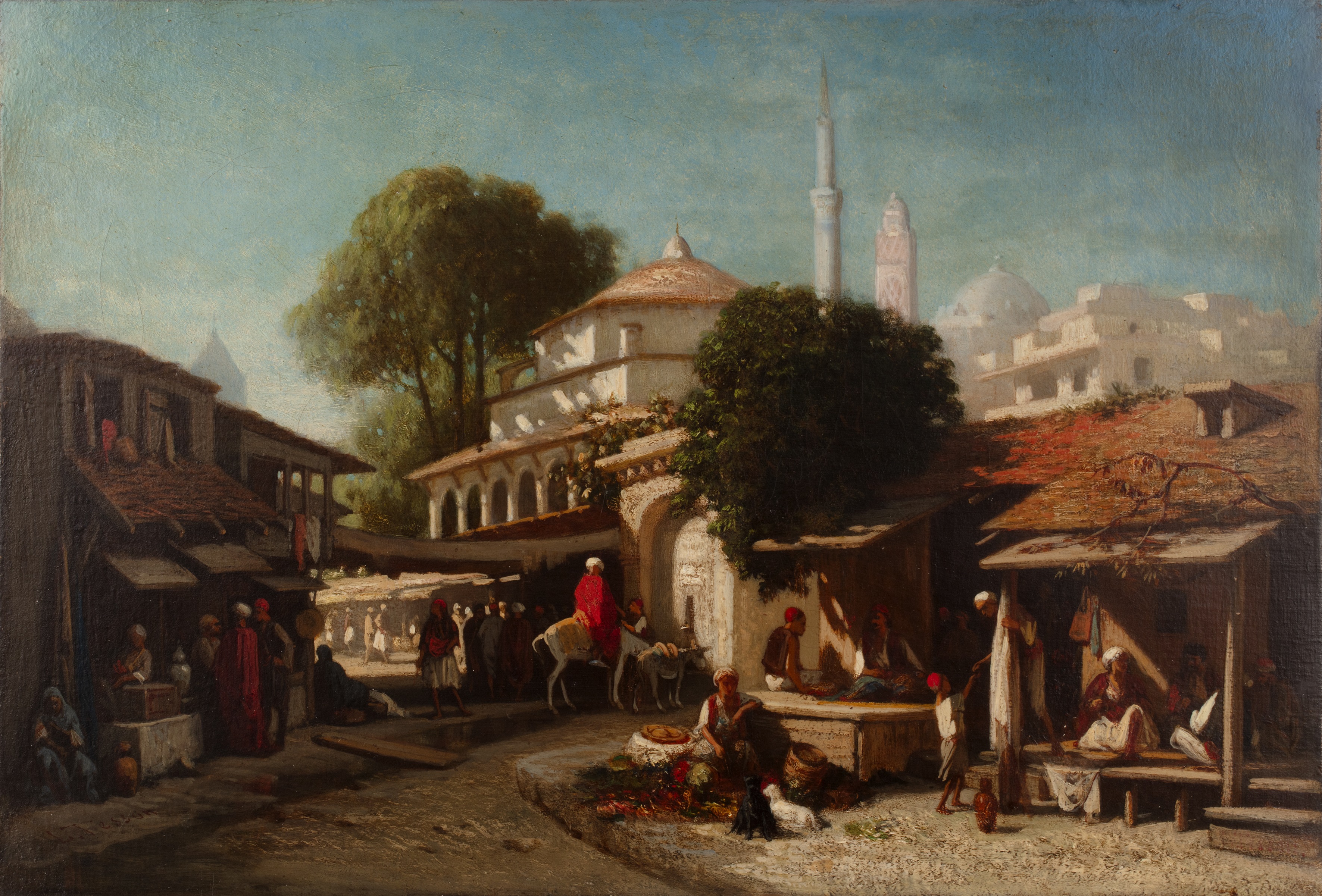 Louis Tesson (French, 1820-1870) 'A Turkish Market', signed to the lower left, Garde Meuble du