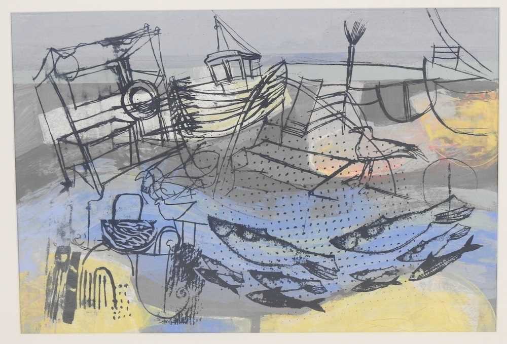 Annabel Ridley, contemporary, Aldeburgh beach, screen print, 44 x 64cm, artist's label to reverse - Image 2 of 4