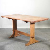 A 1950's limed oak refectory dining table, by Webbers of Croydon 145w x 69d x 75h cm