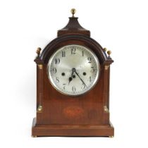 An early 20th century inlaid bracket clock, having a three train striking movement, 49cm high