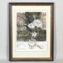 Richard Bawden, b1936, Roses & Lilac, etching aquatint, limited edition signed in pencil to the