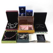 A collection of costume jewellery, to include pearls and Swarovski, some cased