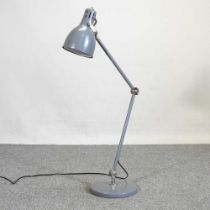 A grey painted metal anglepoise lamp, 87cm high