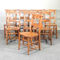 A set of eight early 20th century chapel chairs, on turned legs (8)