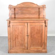A Victorian stained pine chiffonier, with a shaped gallery back 107w x 46d x 135h cm
