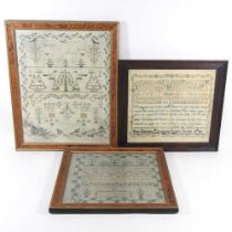 A George IV needlework sampler, dated May 1829, 43 x 33cm, together with another worked with the