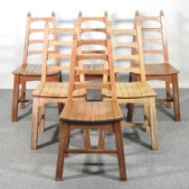 A set of six mid 20th century limed oak ladderback dining chairs, by Webbers of Croydon (6)