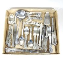 A mid 20th century silver plated Kings pattern canteen of cutlery, with eight place settings,